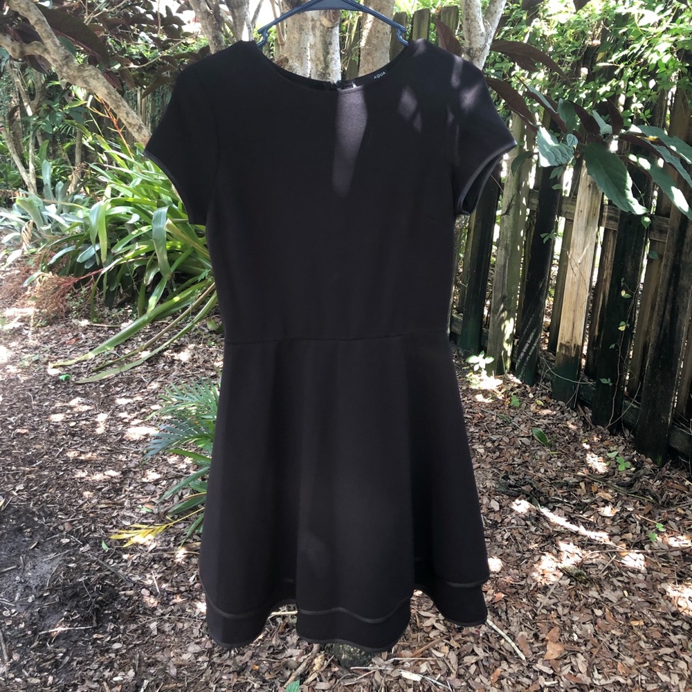 NWOT AQUA BLack Dress w/ Leather Accents